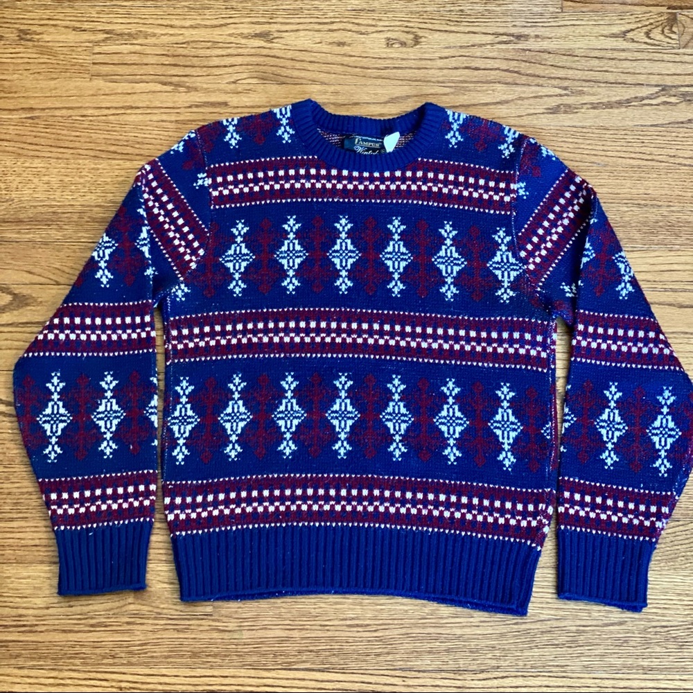 Vintage 70s Campus Wintuk Orlon Acrylic Sweater Sz Medium Men Pullover